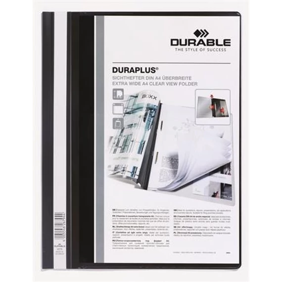 Durable Duraplus gyorsfűző, A4, széles, panorámás, fekete