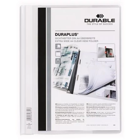 Durable Duraplus gyorsfűző, A4, széles, panorámás, fehér
