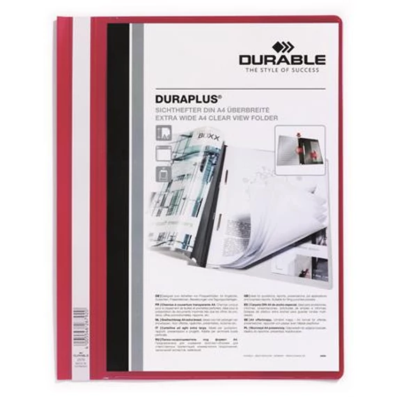 Durable Duraplus gyorsfűző, A4, széles, panorámás, piros
