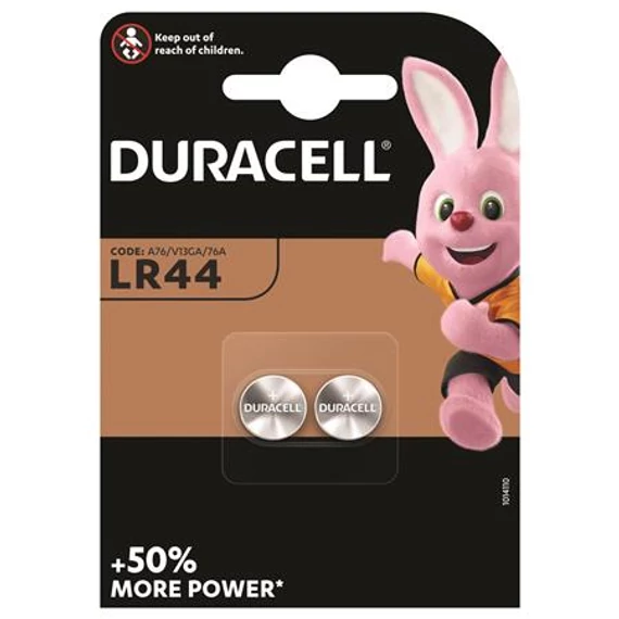 Duracell V13GA/LR44/A76/76A gombelem, 2 db