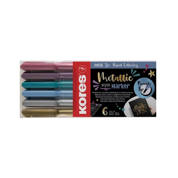 Kores ecsetirón készlet, metallic style, 6 metál szín