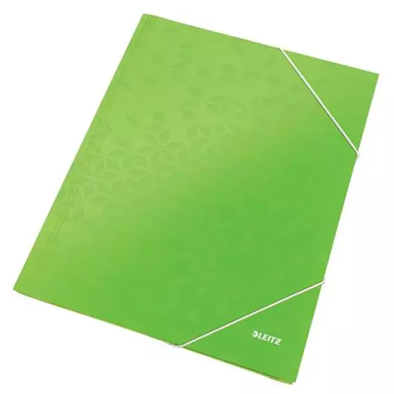 Gumis mappa, 15 mm, karton, a4, Leitz wow, zöld