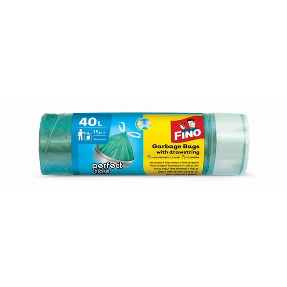 Fino Perfect Close szemeteszsák, önzáró szalagos, 40 l, 15 db