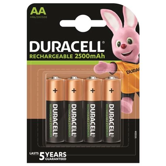Duracell tölthető ceruzaelem, AA, 4x2500 mAh