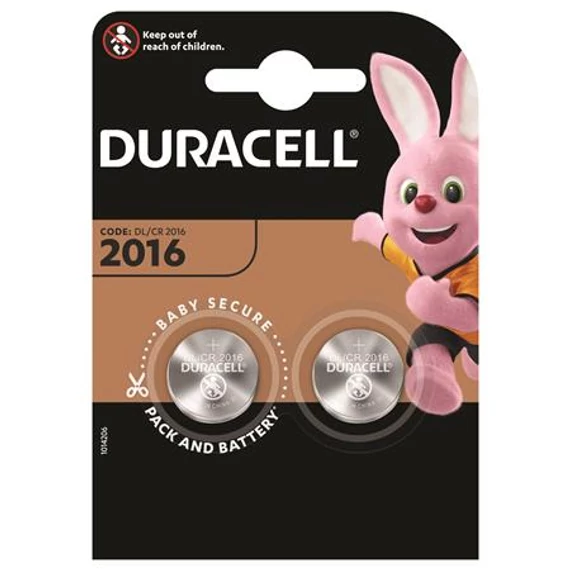 Duracell CR2016 gombelem, 2 db