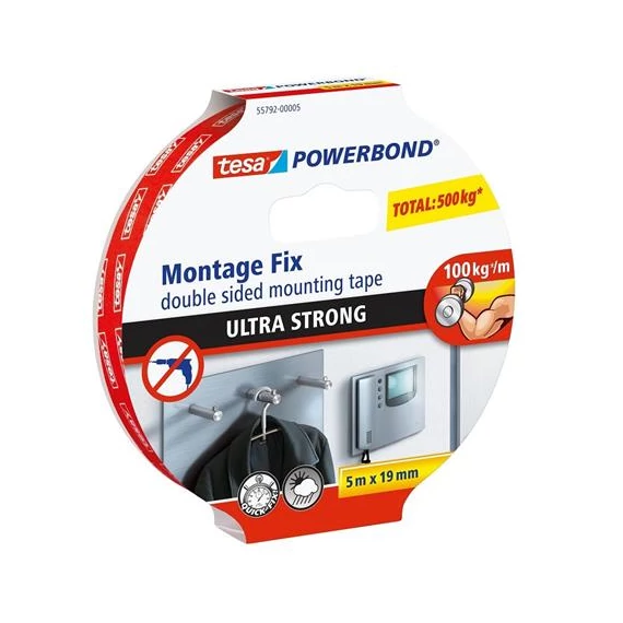 Tesa PowerBond ragasztószalag, kétoldalas, ultra erős, 19 mm x 5 m