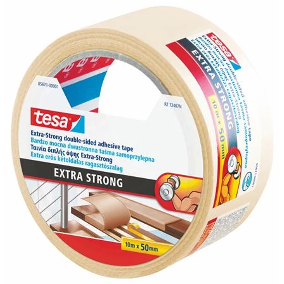 Tesa Extra Strong ragasztószalag, kétoldalas, extra erős, 50 mm x 10 m