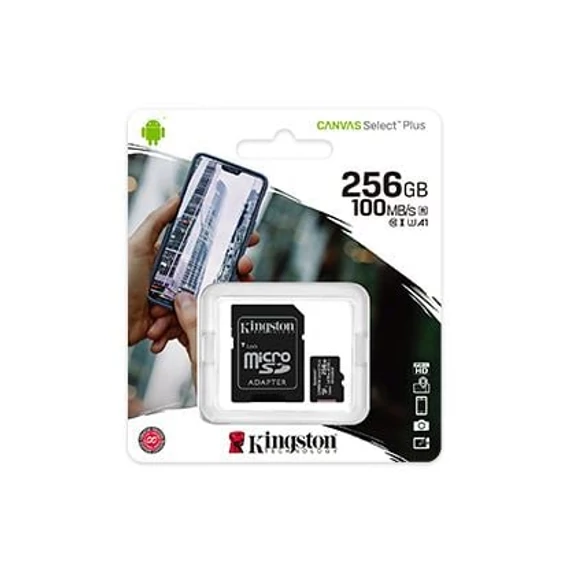 Kingston microSDXC memóriakártya adapterrel, 256 GB