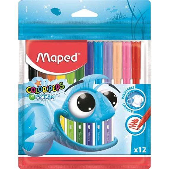 Maped Color Peps Ocean kimosható filctoll készlet, 2 mm, 12 darabos