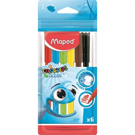 Maped Color Peps Ocean kimosható filctoll készlet, 2 mm, 6 darabos