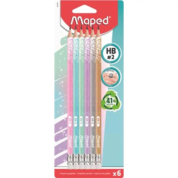 Maped Black Peps Glitter Deco grafitceruza készlet, 6 db