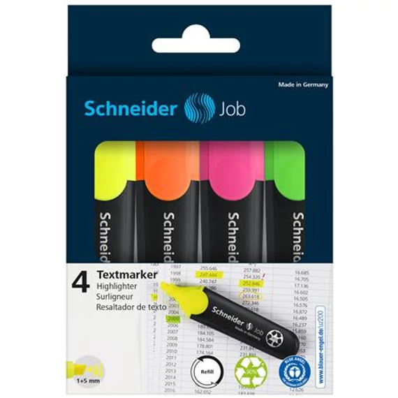 Schneider Job 150 szövegkiemelő készlet, 1-5 mm, 4 féle szín