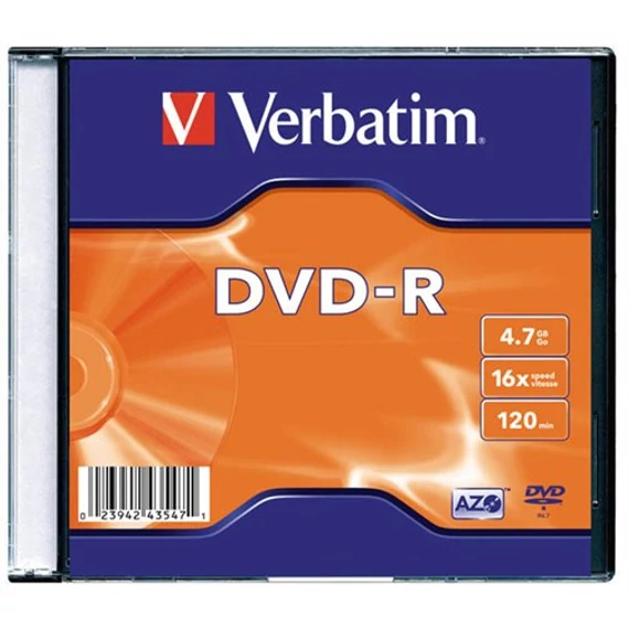 Verbatim DVD-R lemez, 4,7GB, 16x, vékony tokban